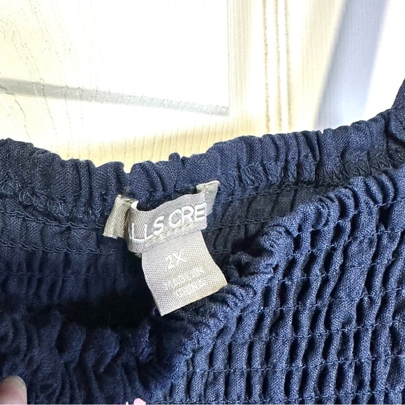 Falls Creek Women’s Maxi Dress 2X Navy Blue Smocked Cottagecore Boho vacation - Picture 4 of 10